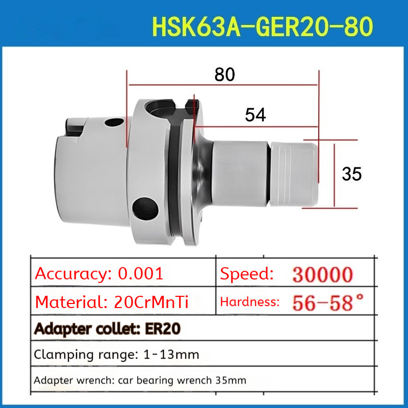10012 HSK63A high speed tool holder CNC machining center CNC tool holder HSK GER16 20 25 32 high precision tool holder Shandong Denso Pricision Tools Co.,Ltd.